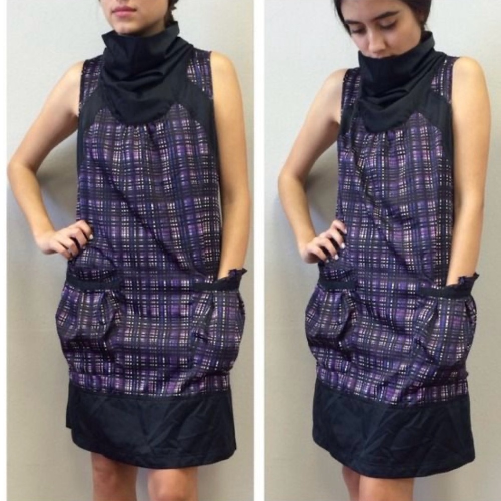 Richard Chai for Target Shift Dress Black Plaid Sleeveless Cowl Neck